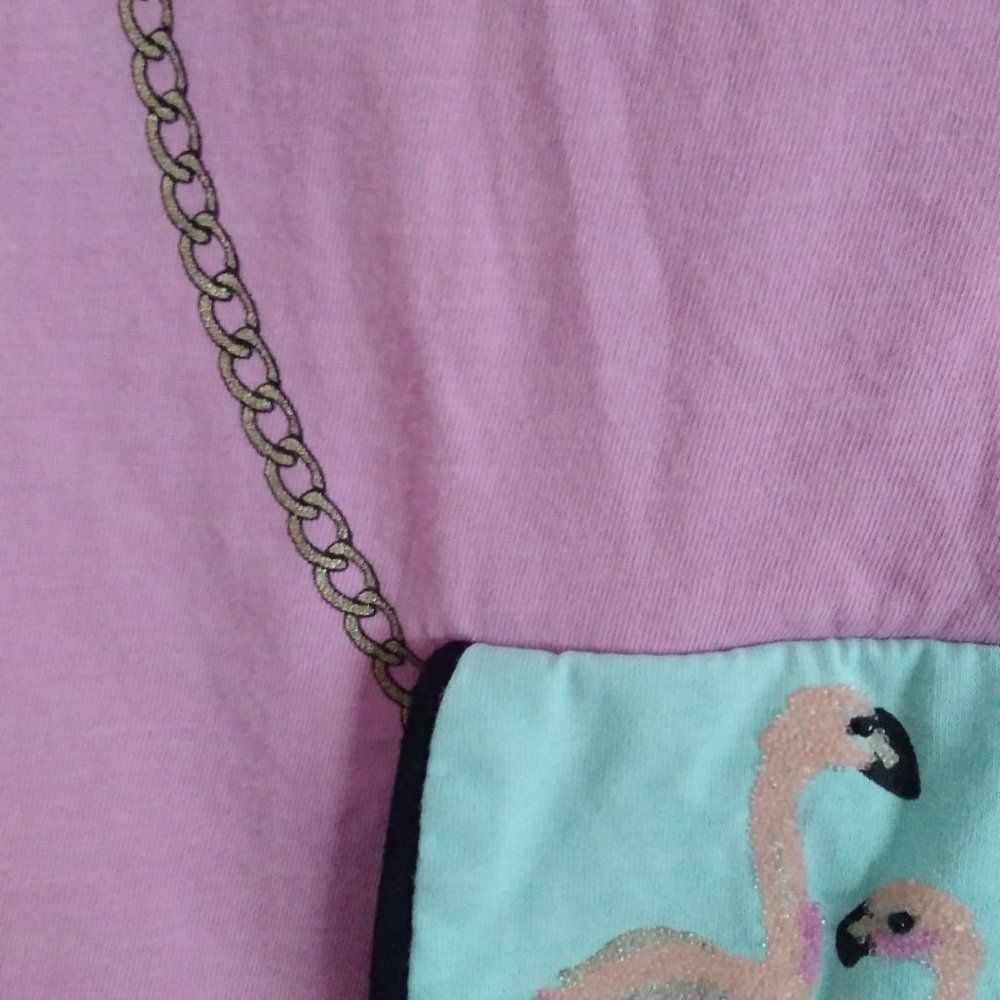 JESSICA SIMPSON COLLECTIBLE girls large flamingo purse pocket graphic tank - Picture 4 of 12